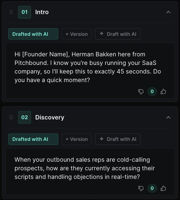 Pitchboard call phases in Pitchbound, drafted with AI.