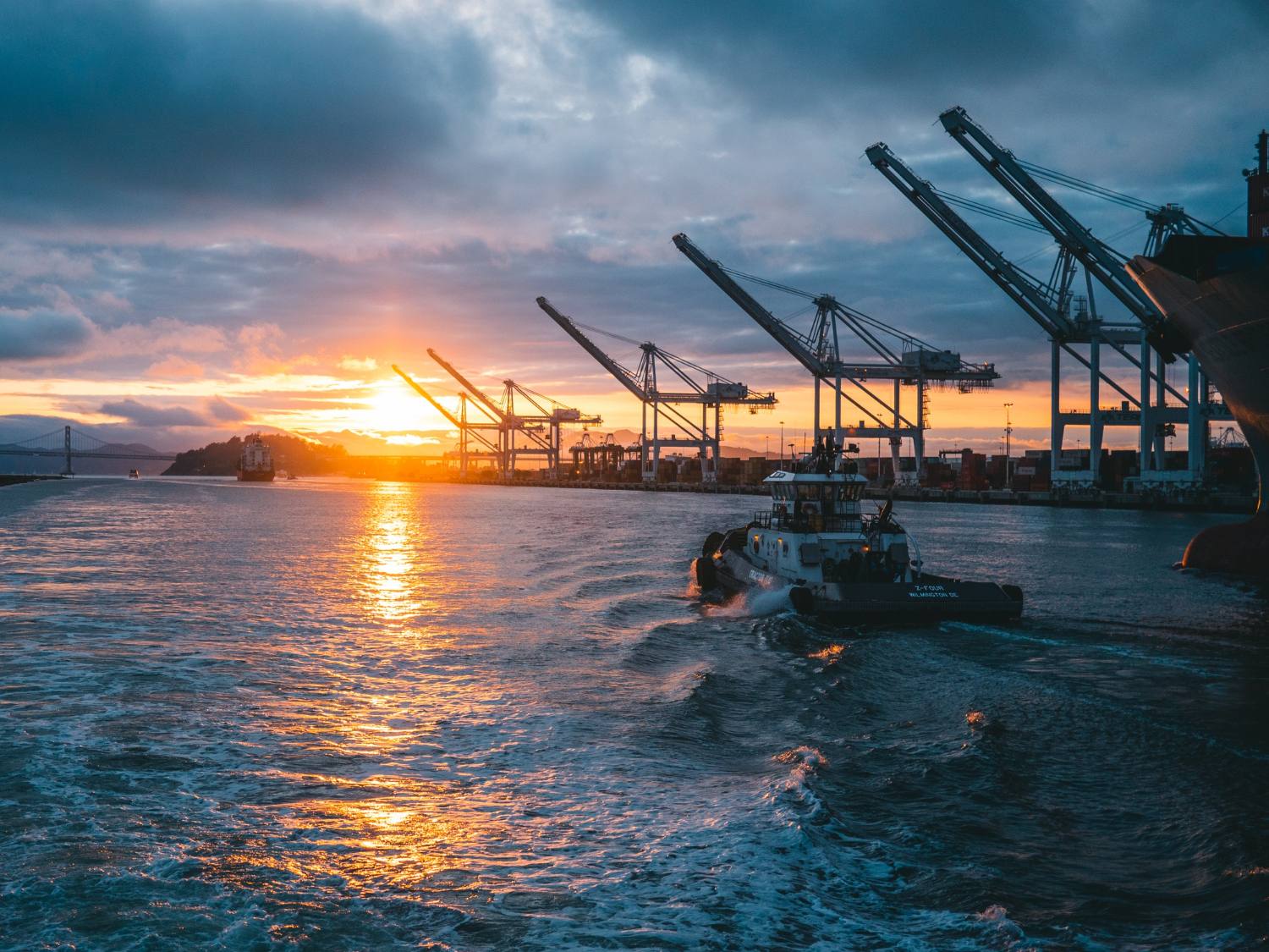 Port at sunset