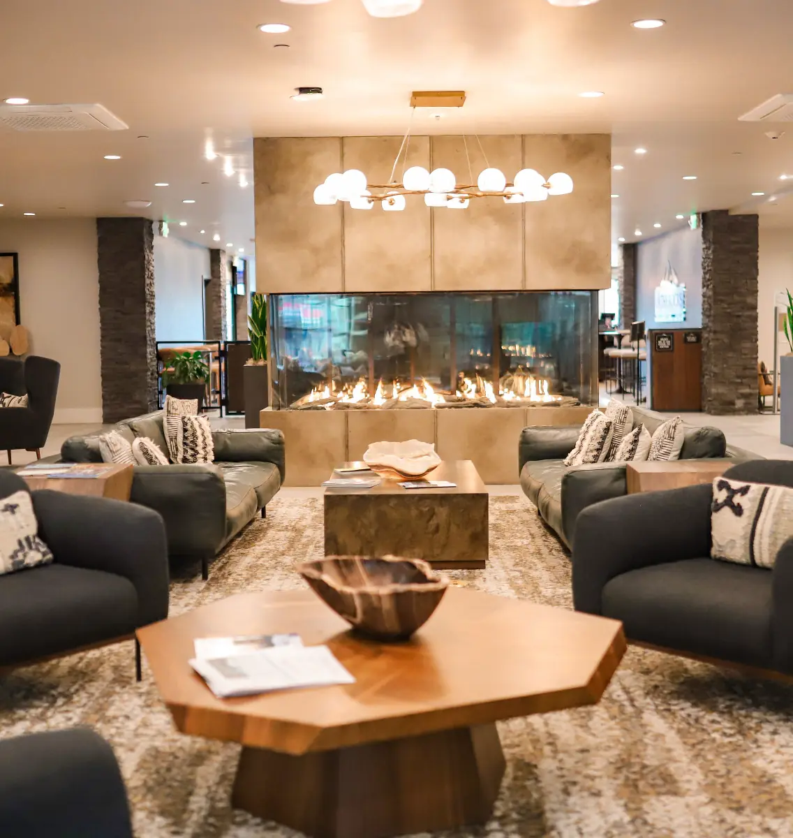 Lounge with a fireplace at Black Rock Mountain Resort