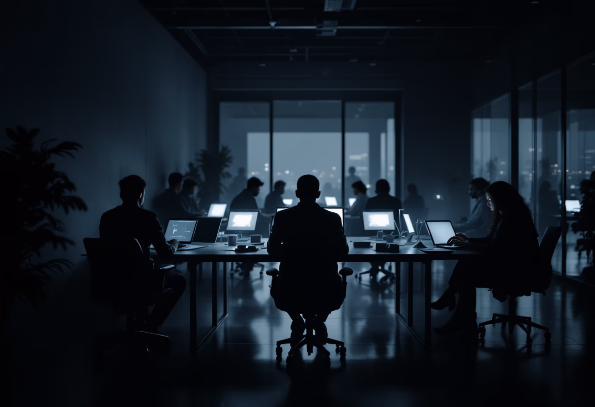image of a bustling office environment (for a social media and communication)