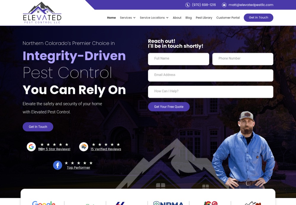Elevated Pest Control website