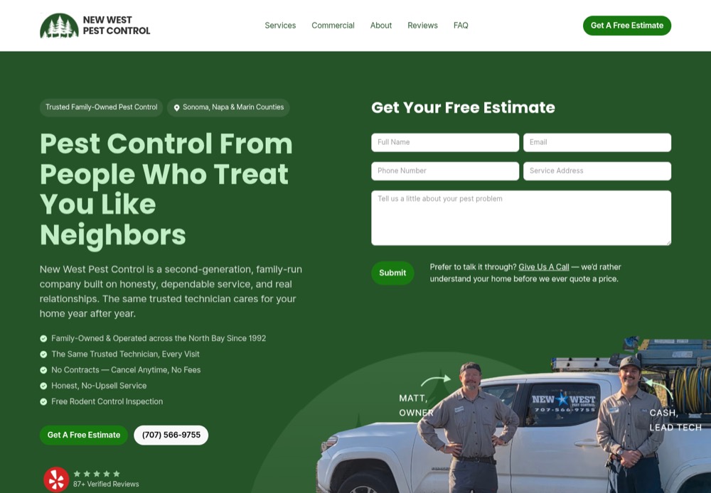 New West Pest Control website