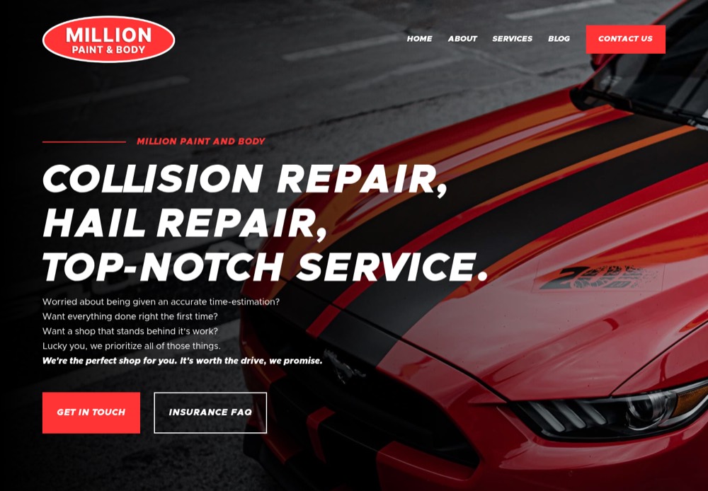 Million Paint and Body website
