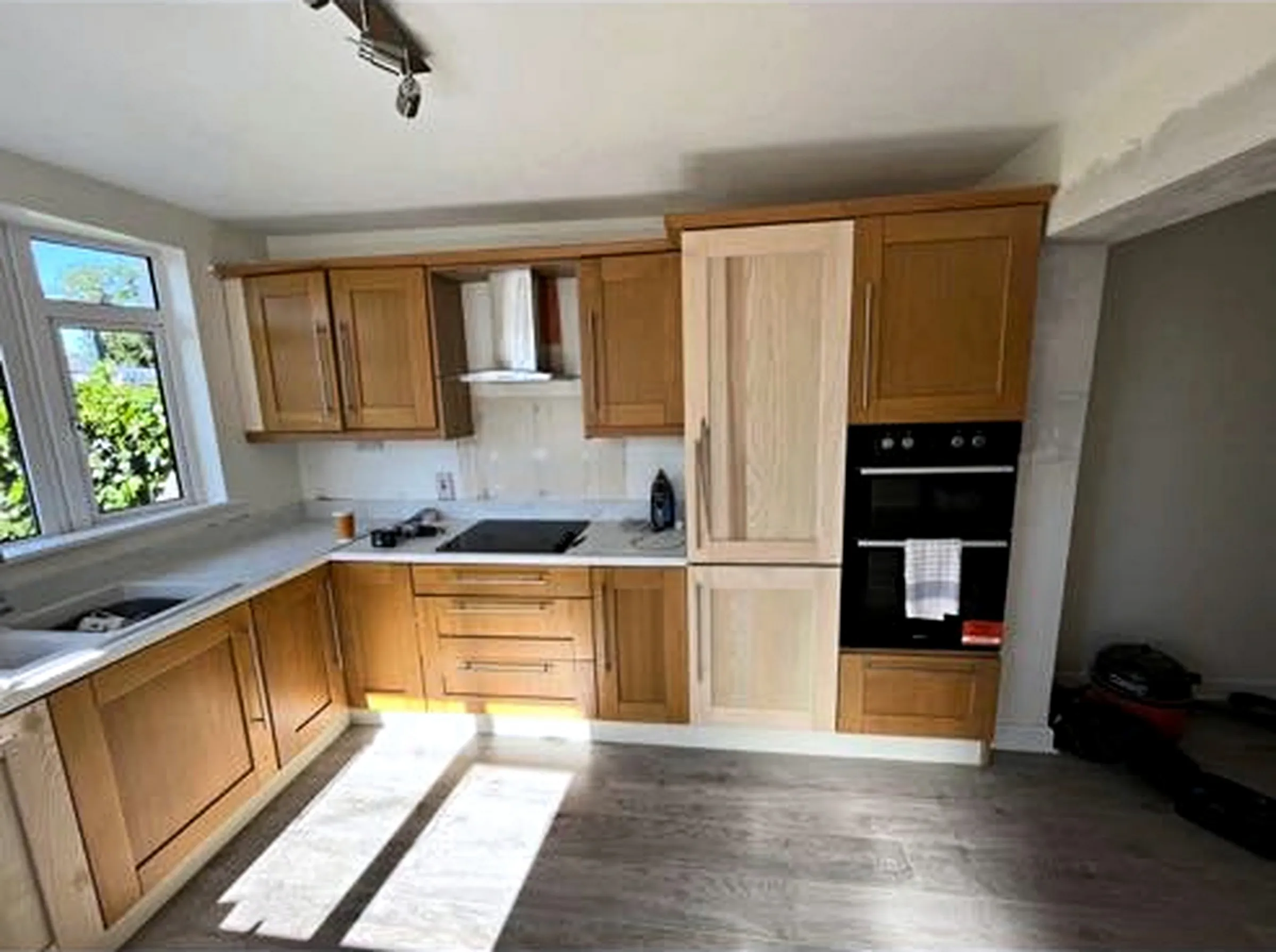 Kitchen units before spray refinishing