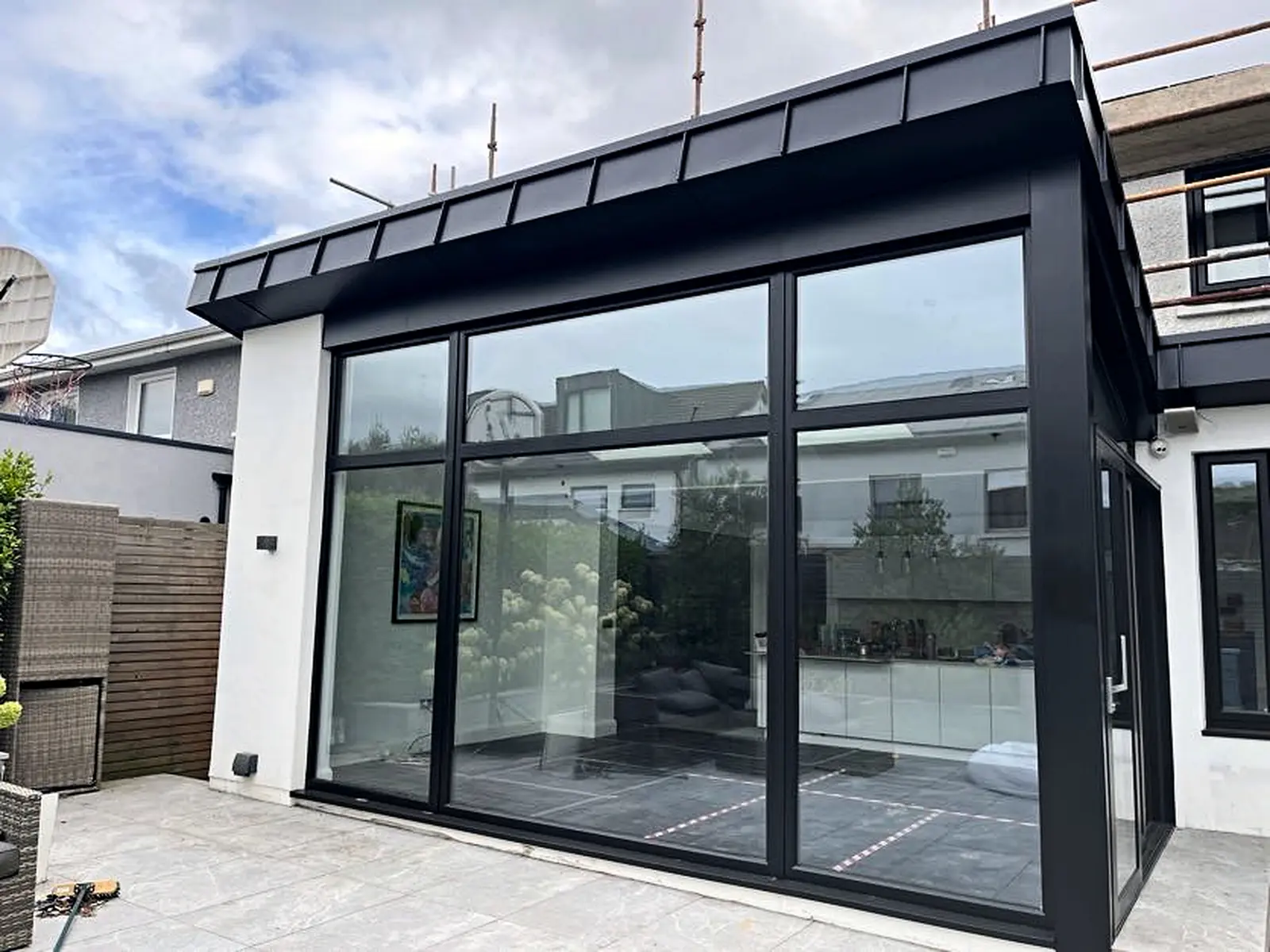 Glazed extension after black UPVC colour transformation