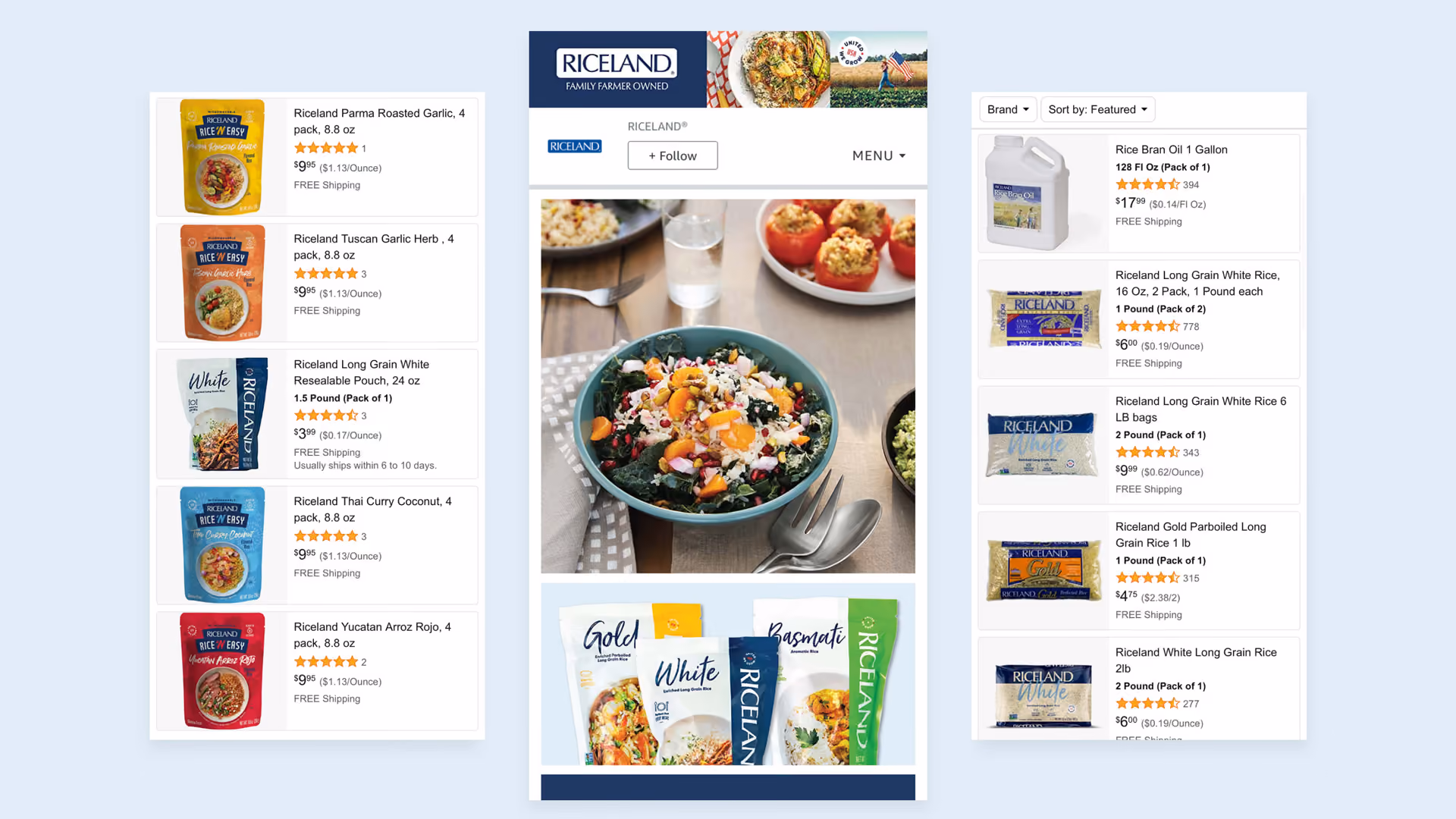 Riceland Foods Amazon product storefront mockup