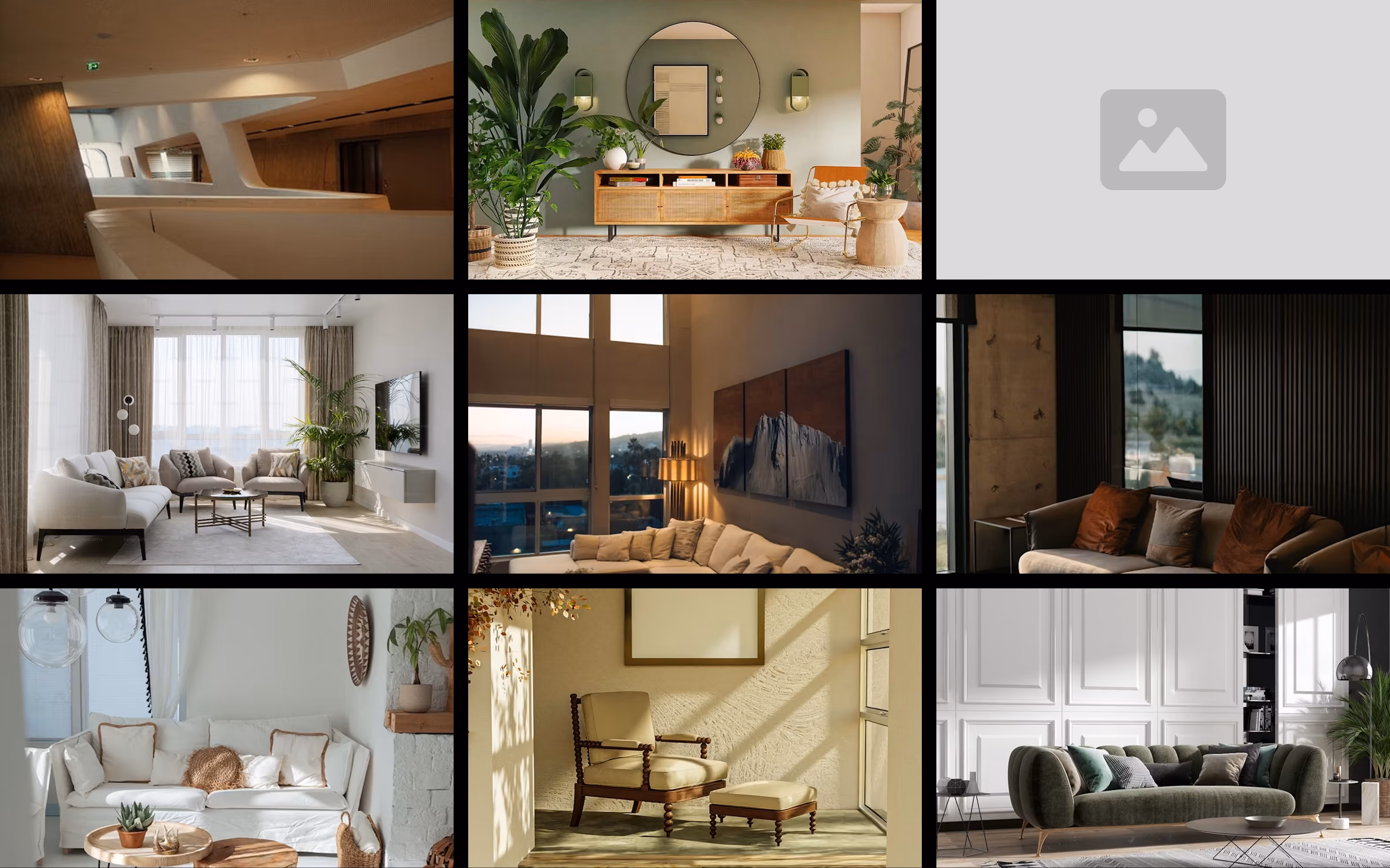 Planche d'inspiration composée de plusieurs photos d'intérieurs contemporains