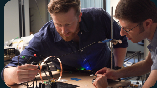 Etherdyne scientists testing electronic devices