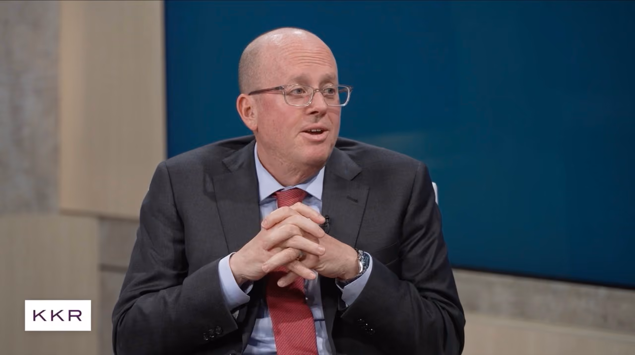 First Gen Series snapshot with KKR -- a man wearing a tie and suit, being interviewed