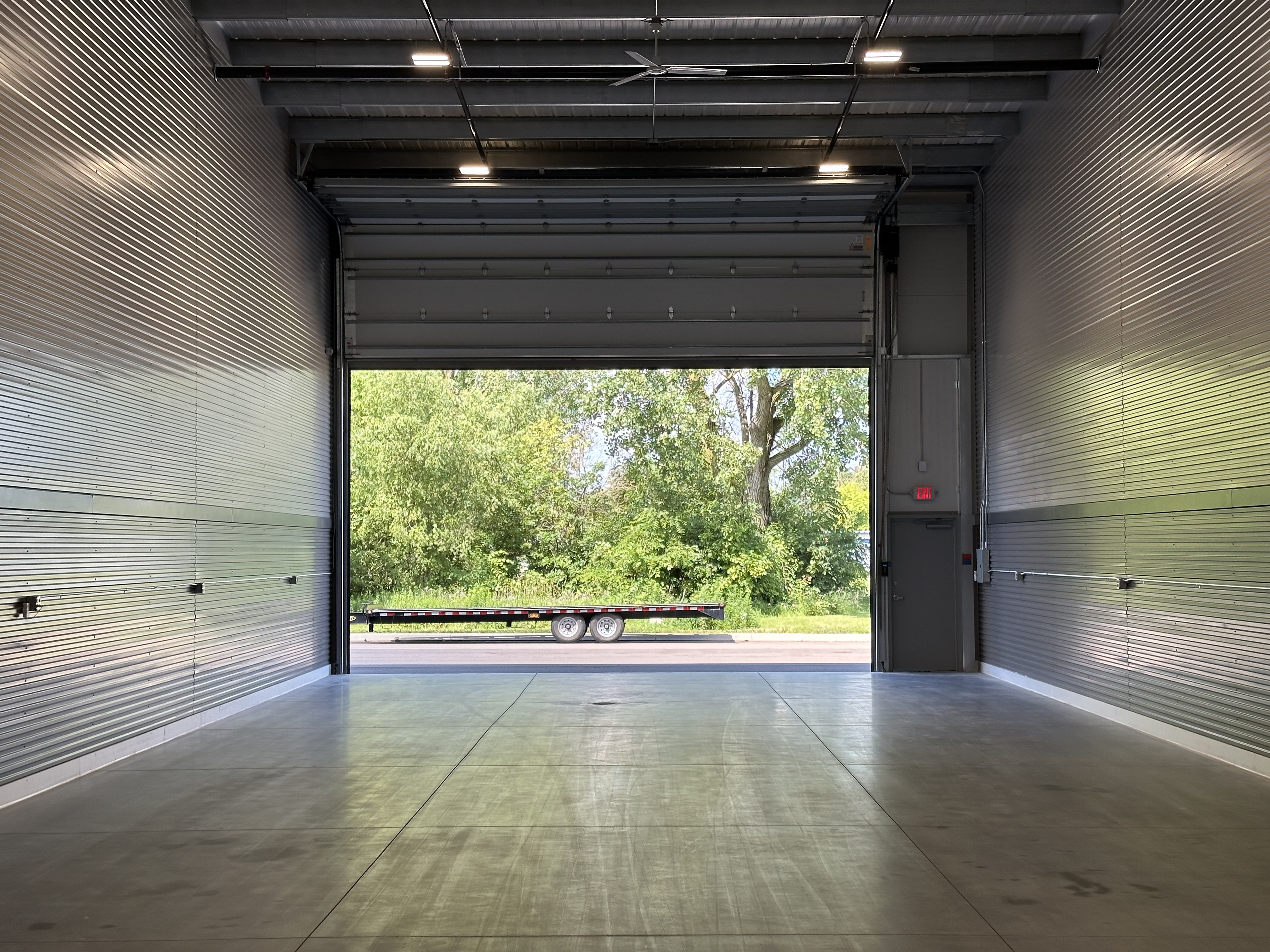 Standard 30x100 Prior Lake open overhead door from inside