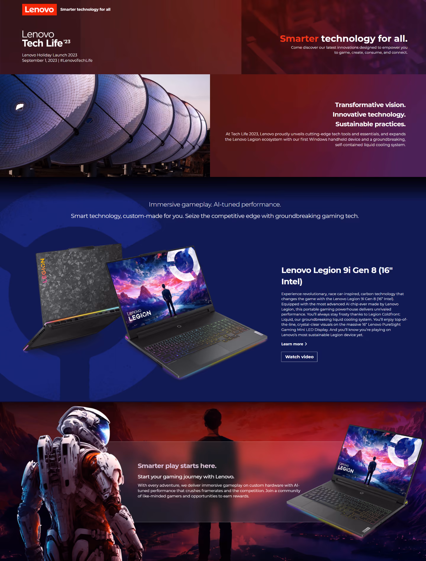 A screenshot of components on the 2023 Lenovo Tech Life at IFA microsite, developed in AEM.
