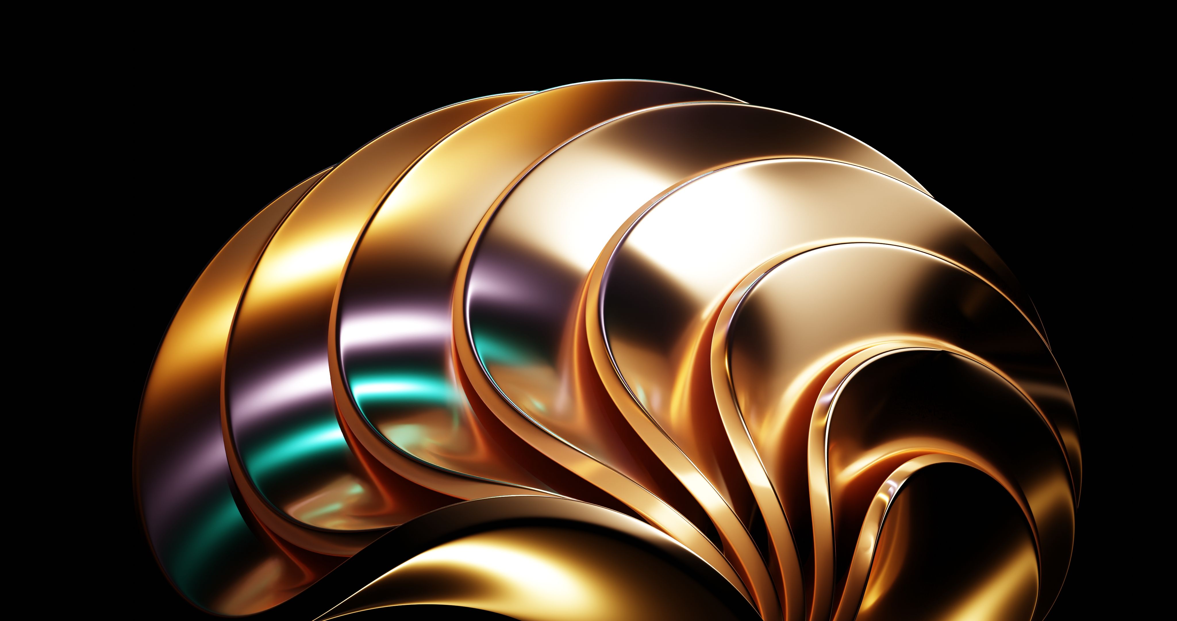 Abstract fluid gold metallic sculpture representing luxury design systems