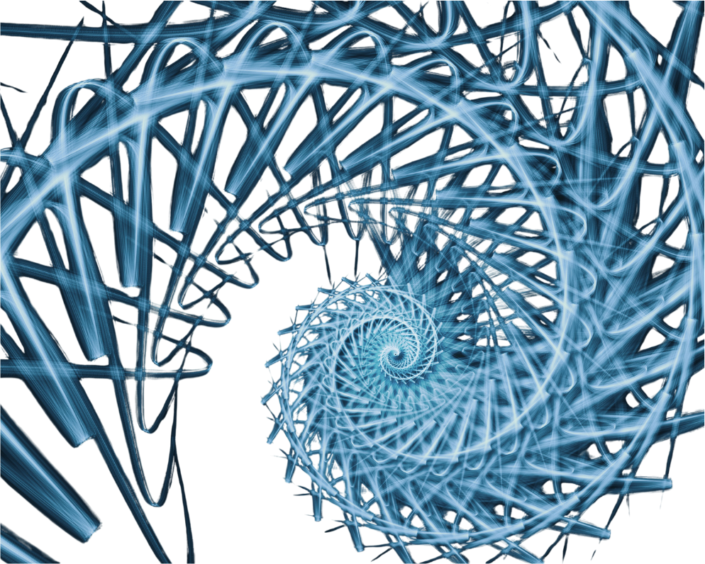 Abstract glowing blue Fibonacci spiral representing geometric scale and digital architecture