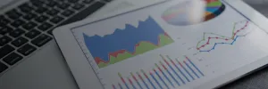 Marketing analytics dashboard on a tablet