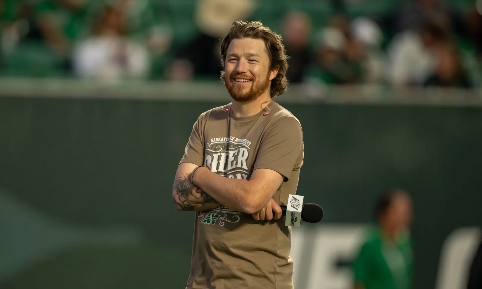 Radio host at a stadium event