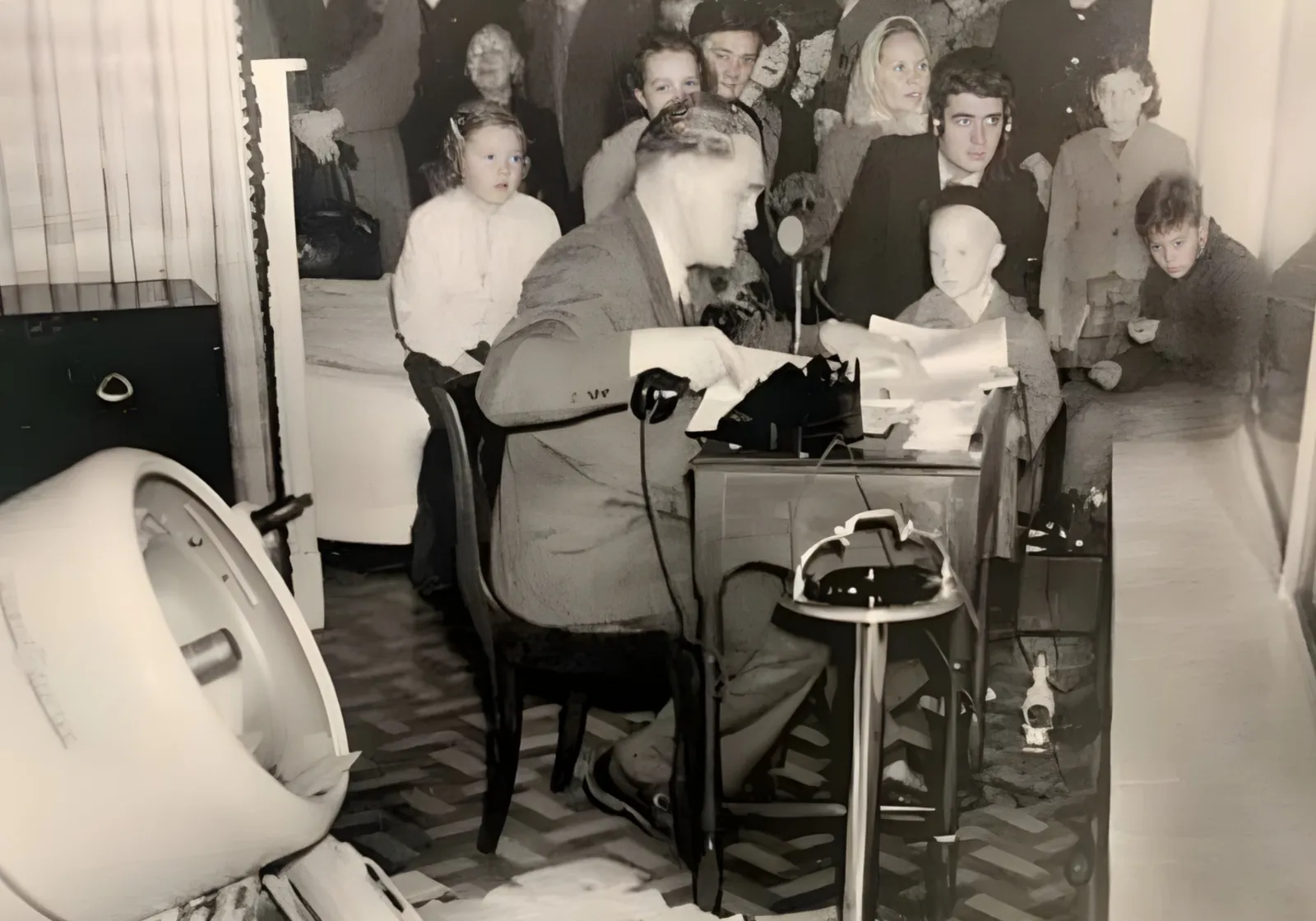 Archival photo of an early CKRM radio broadcast