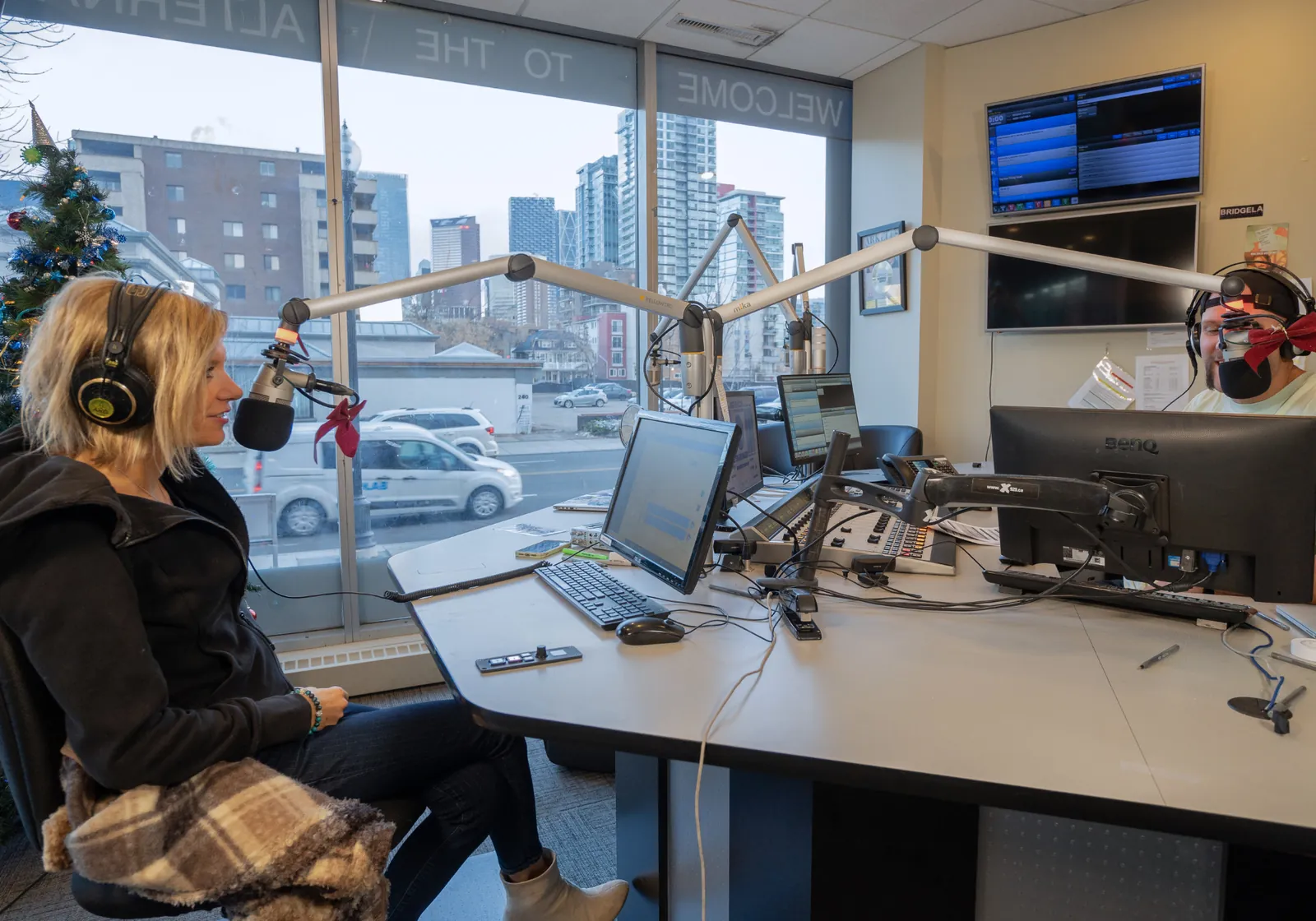 Radio host on air