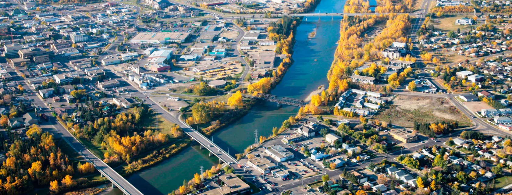Aerial view of Red Deer River