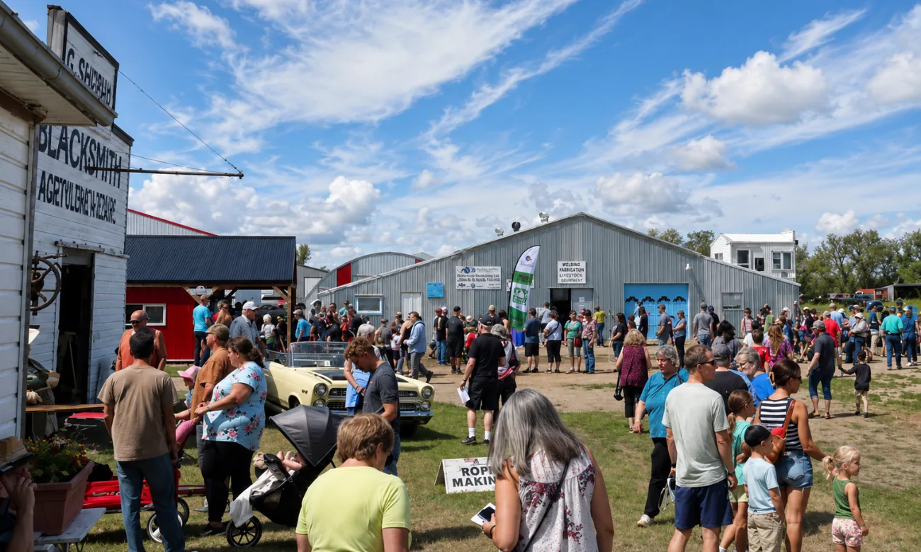 Crowd at a community market