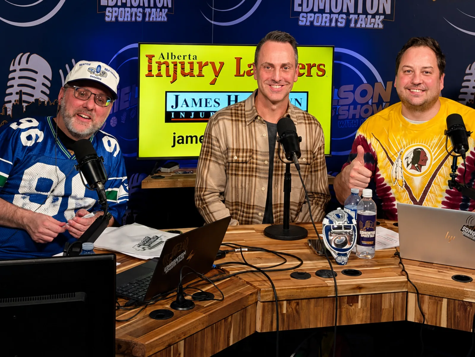 Edmonton Sports Talk hosts on air in the studio
