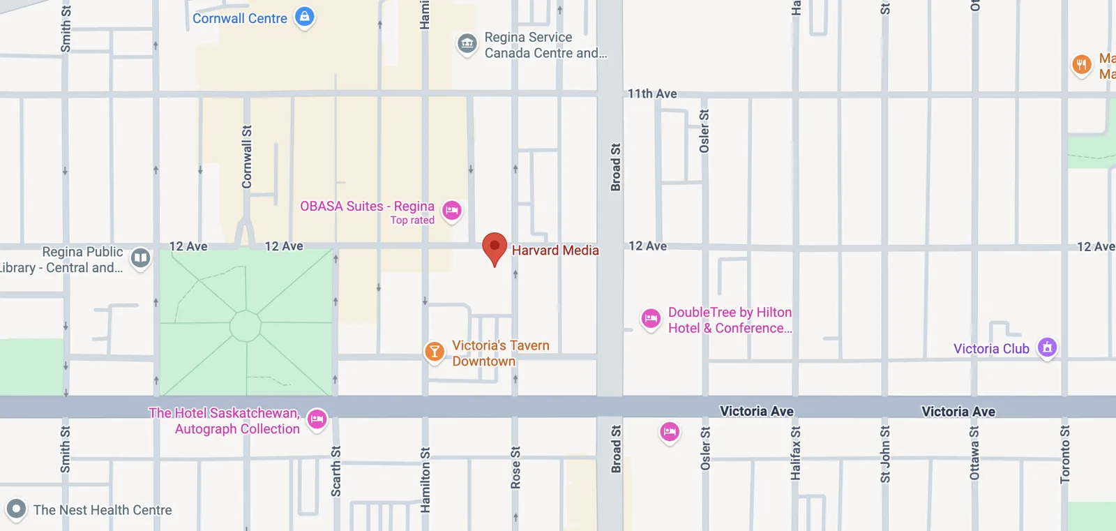 Map of downtown Regina