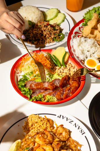 Isan dishes shared on the table