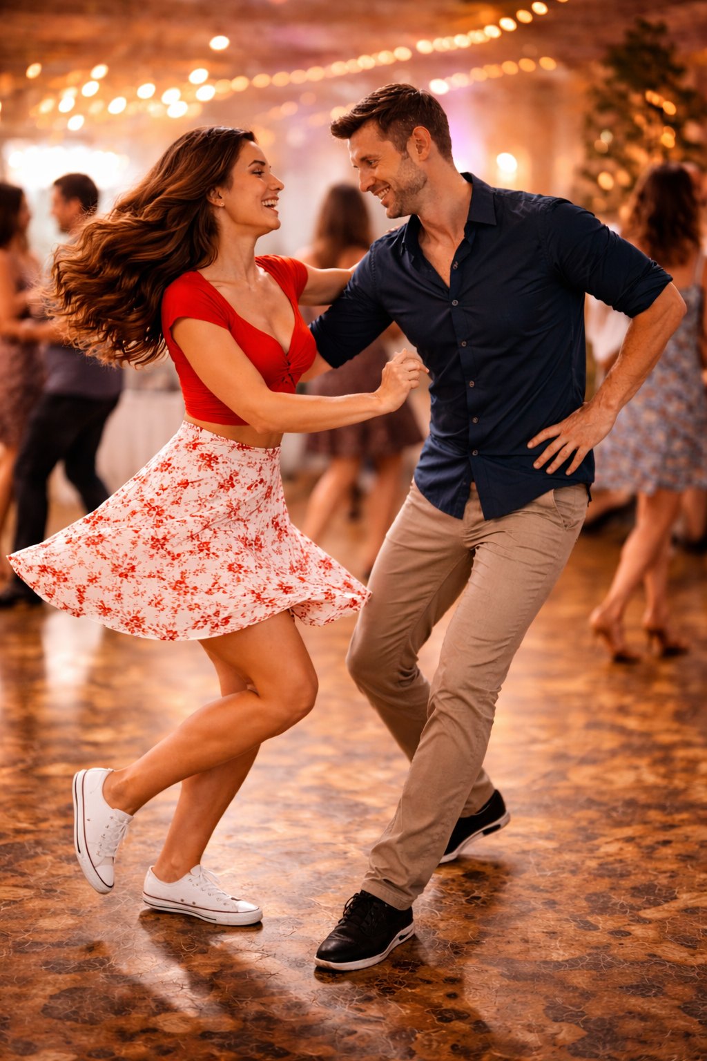 Couple enjoying a swing dance social