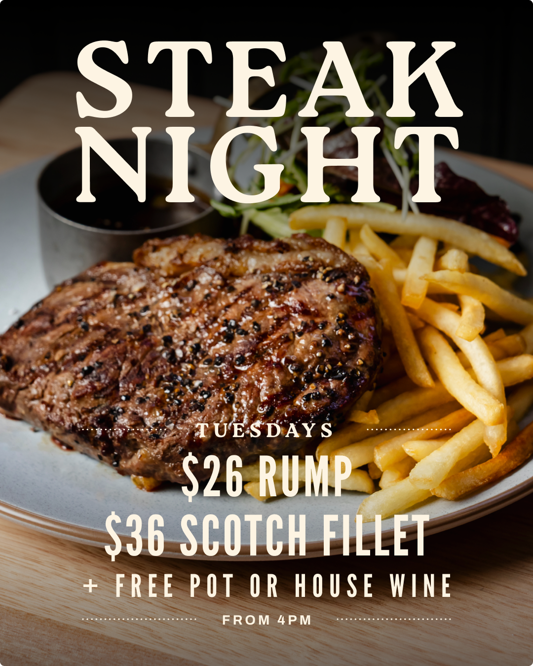 STEAK NIGHT birthday offer artwork