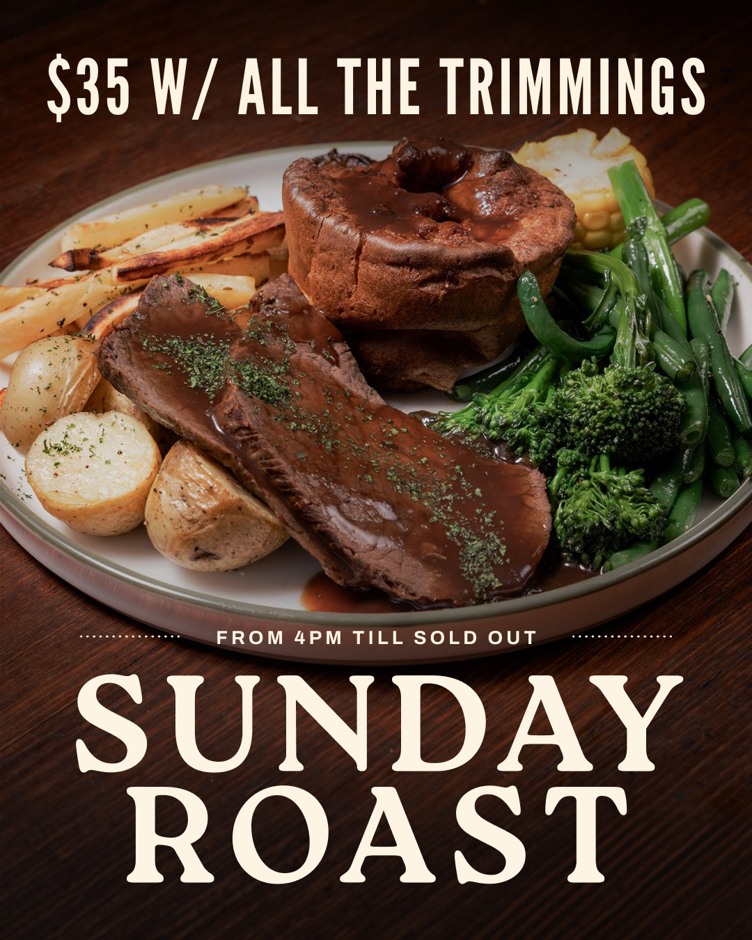 Sunday roast birthday offer poster