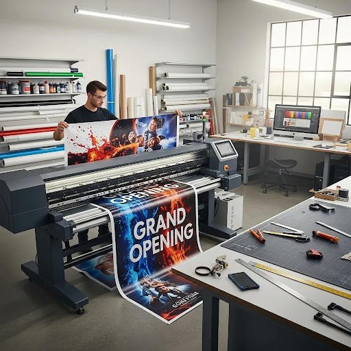 Large format banner and sign printing production