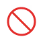 Red prohibition or no entry symbol on white background.