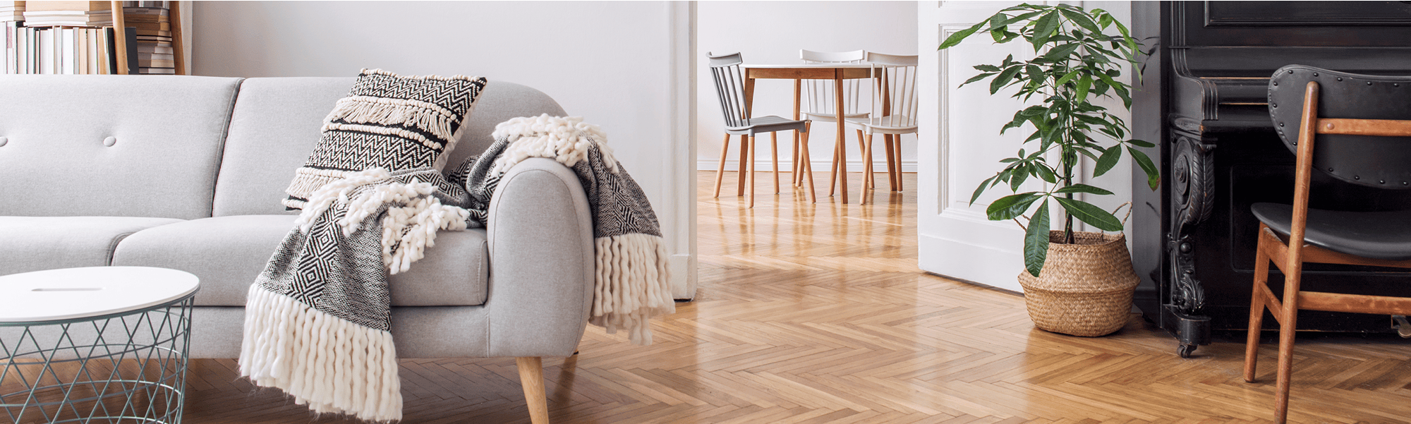 Living room illustrating a residential security setting.