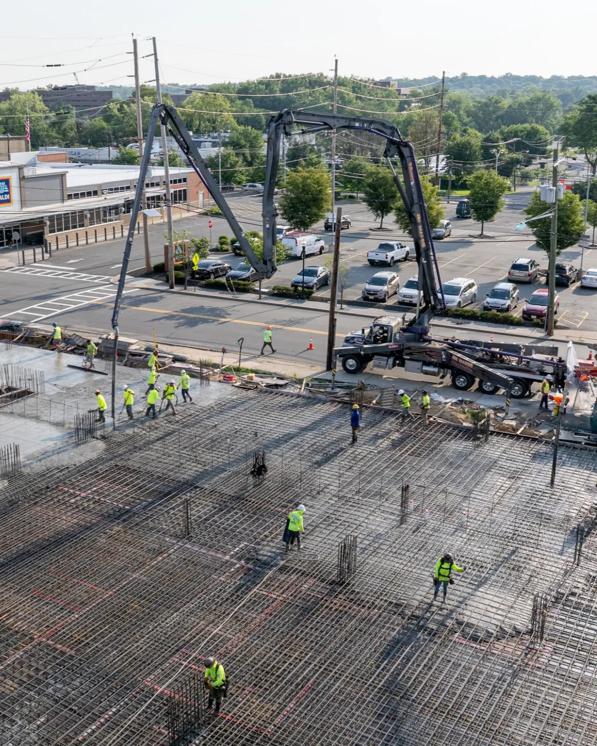 Joe Maggio Construction concrete pumping on a commercial project in New Jersey.