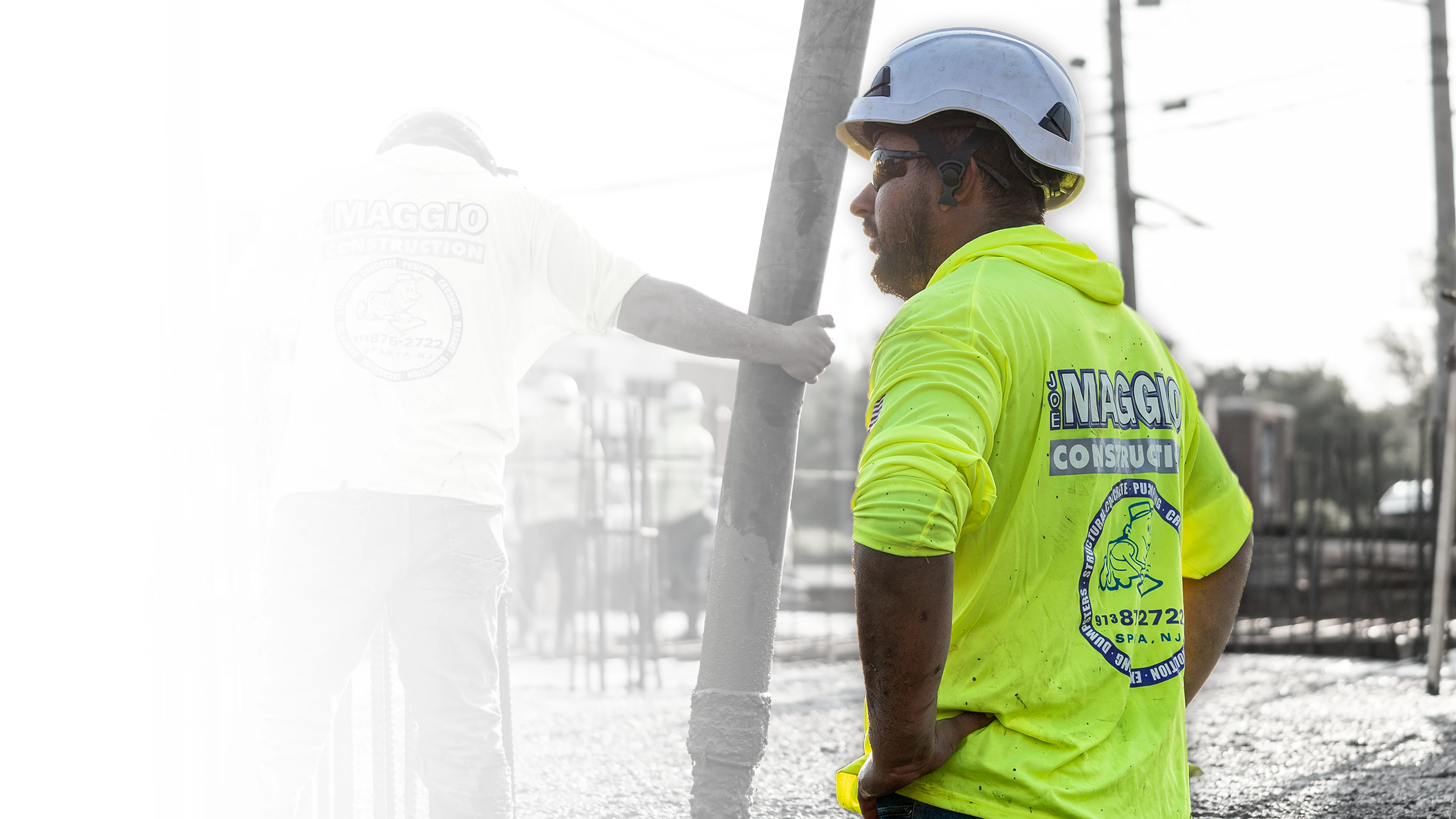 Joe Maggio Construction team member overseeing a structural concrete slab pour on a commercial project in New Jersey.