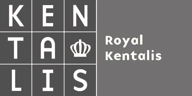 Logo of Royal Kentalis with the letters K, E, N, T, A, L, I, S arranged in a grid with a crown symbol in the middle right square, on a grey background.