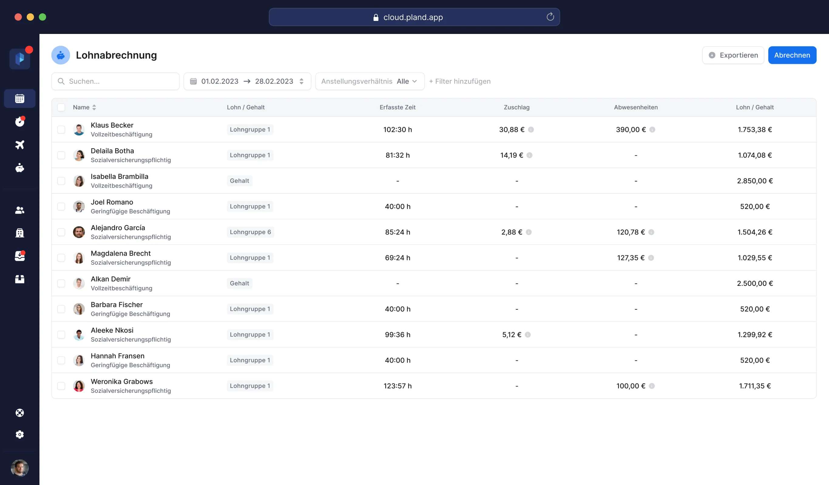 Dashboard Übersicht Lohnabrechnung Mitarbeiter Gebäudereinigung