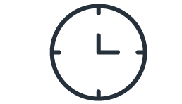 Simple circular clock icon showing time as 3 o'clock.
