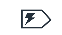Icon of a tag with a lightning bolt inside, symbolizing energy or electricity.