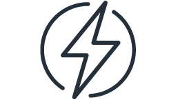 Black lightning bolt icon encircled by an incomplete circular outline on a white background.