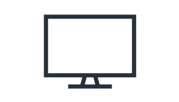 Icon of a desktop computer monitor with a dark outline on a white background.