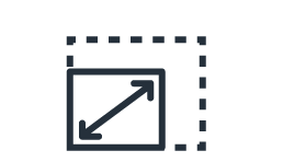 Icon of a square with a diagonal arrow pointing from the bottom-left corner to the top-right corner, partially overlaid on a dotted square outline, indicating size or resize functionality.