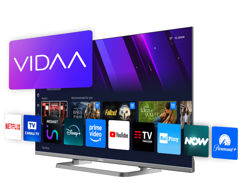 SABA TV with the VIDAA Smart TV platform and streaming apps