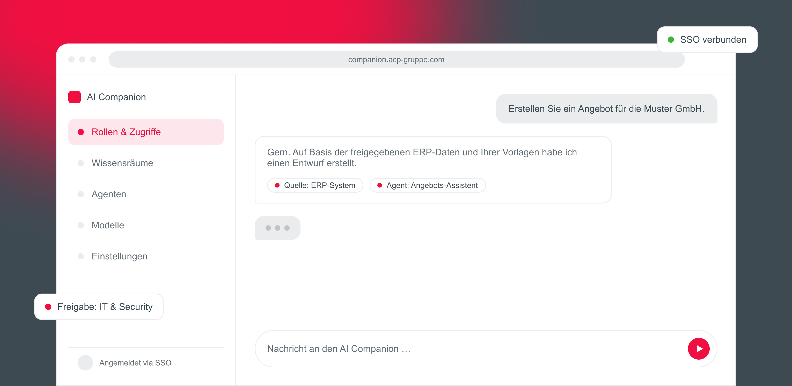 Oberfläche des ACP AI Companion