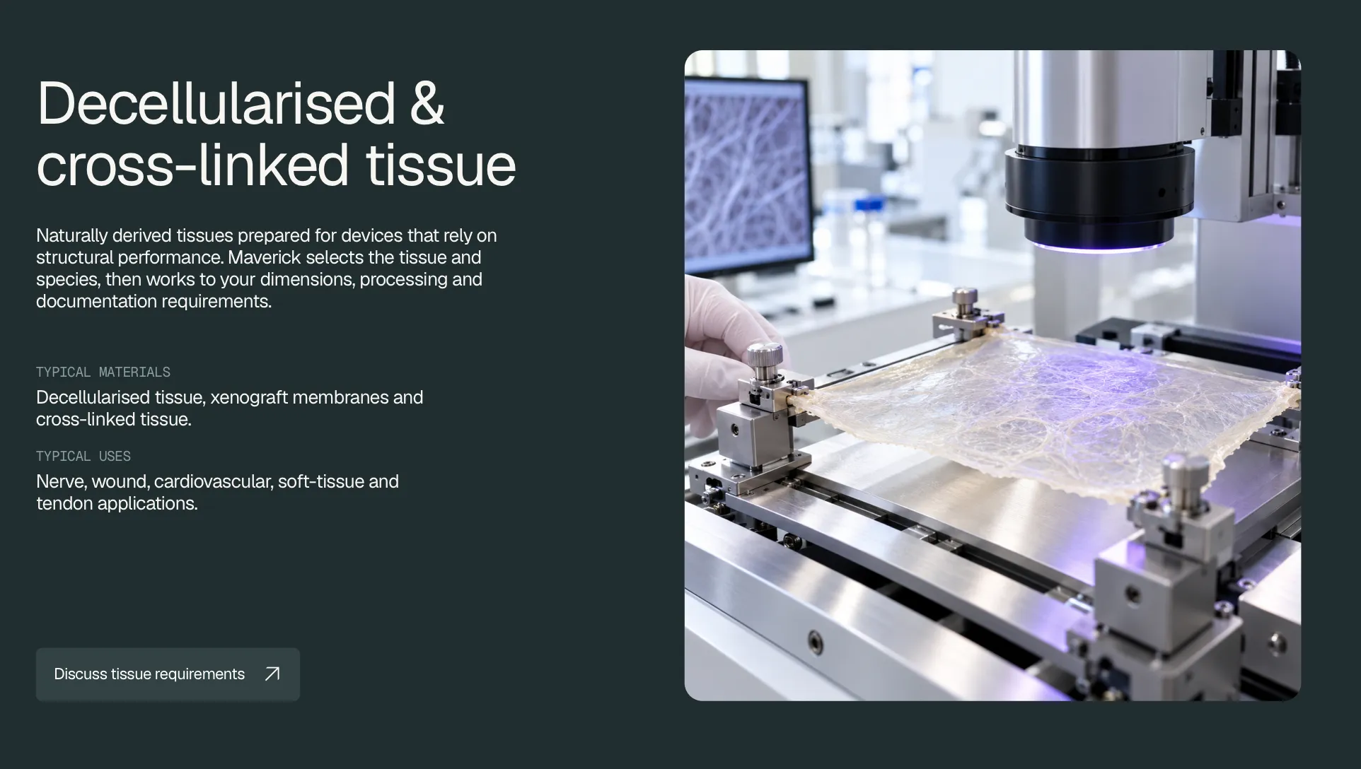 Decellularised tissue testing in a laboratory