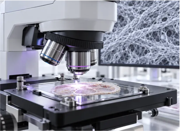 Microscope examining tissue structure