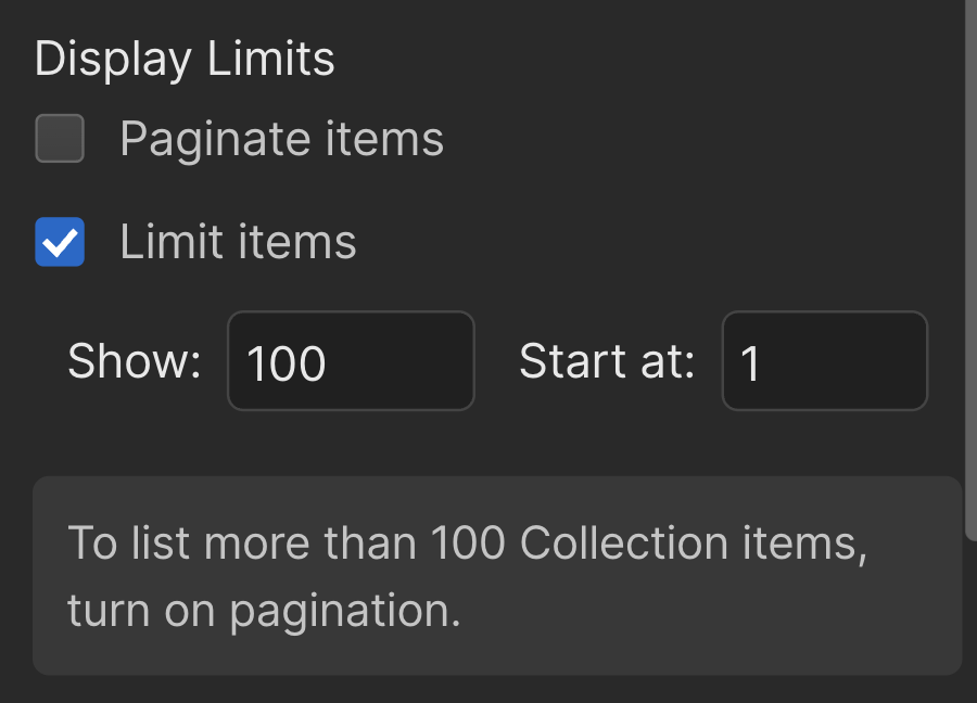 Collection List Settings