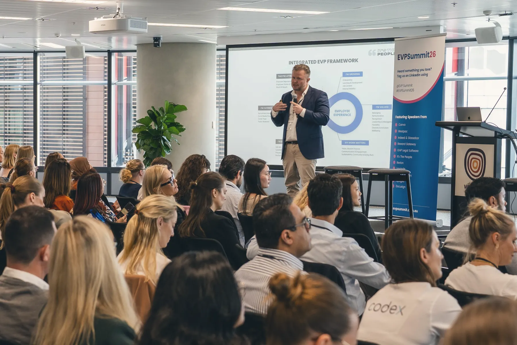 Sean Withford presenting the Integrated EVP Framework to a full room at the EVP Summit