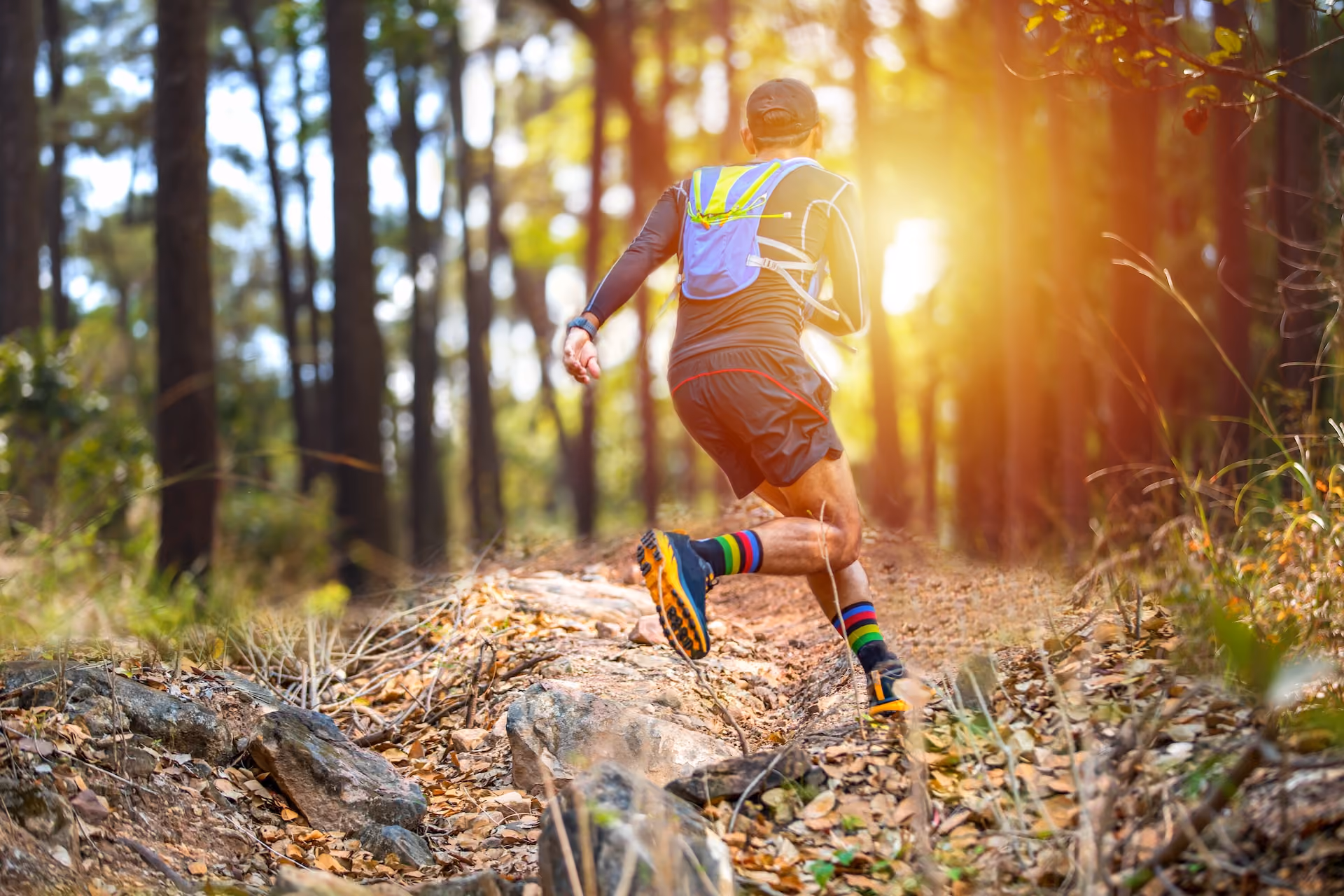 Man running on trail