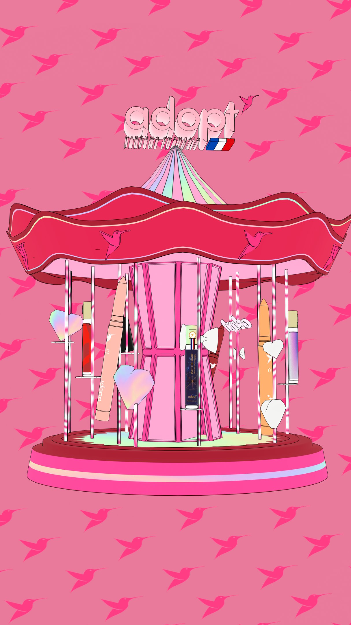 Le carrousel rose — création et mise en scène 3D.