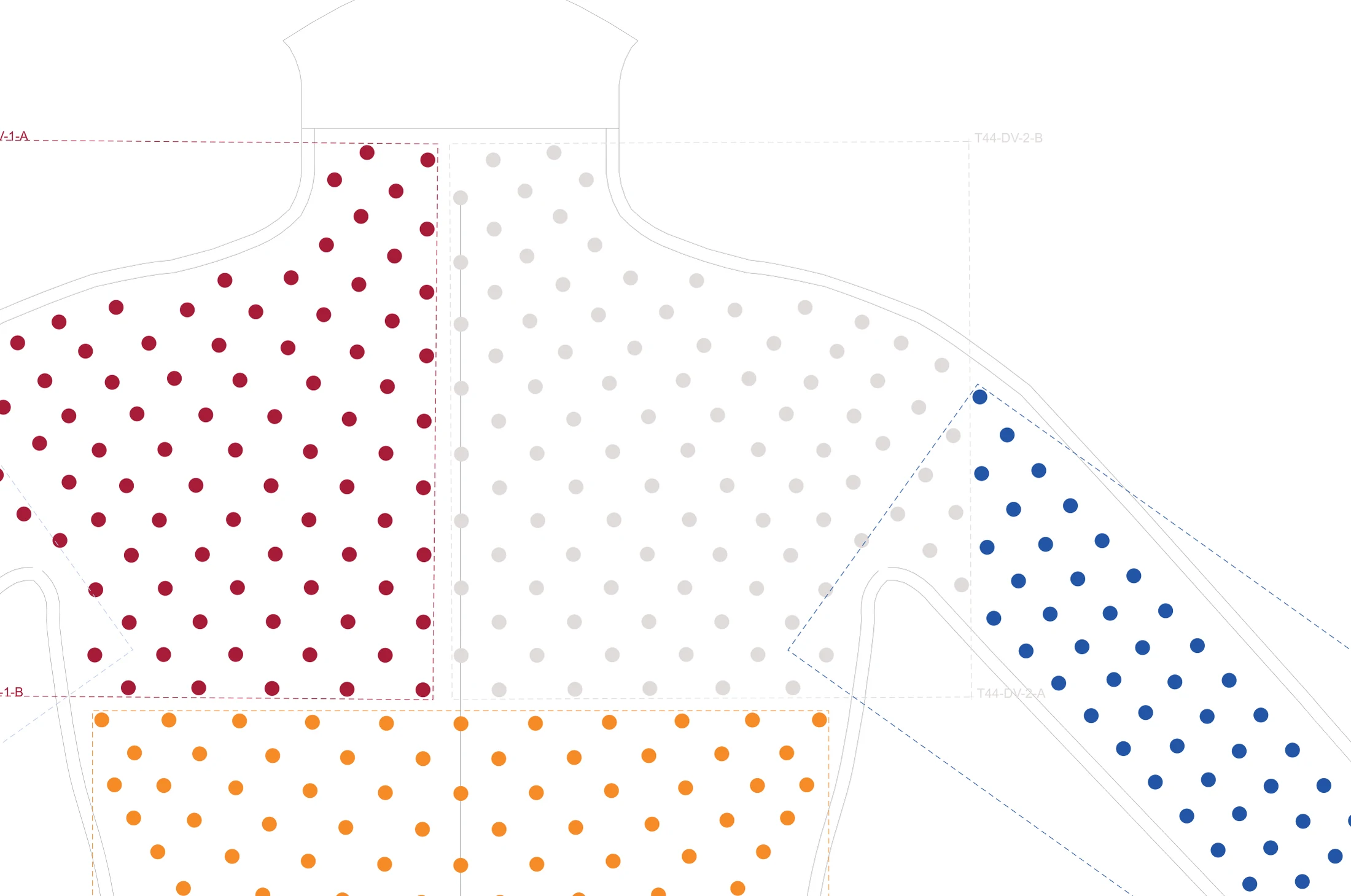 Détail des repères et de la répartition des strass.
